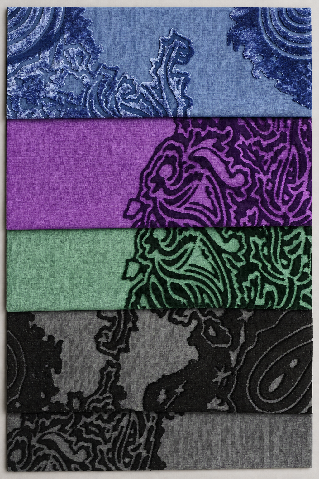 Burnout Velvet velvet sample display
